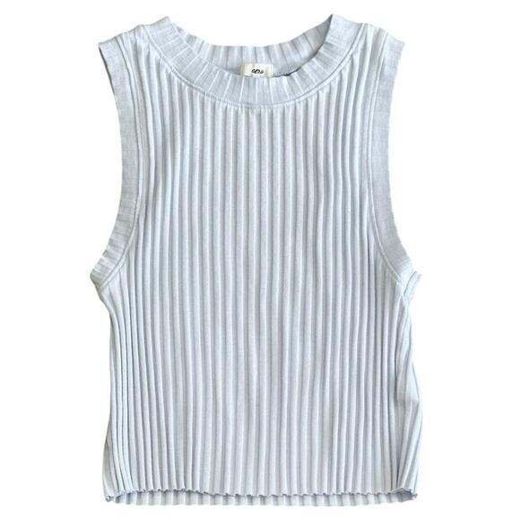 AERIE Light Blue Ribbed Tank Medium - Picture 1 of 3